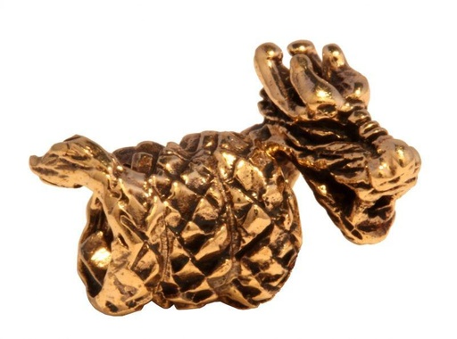 [apb13] Drache Bartperle aus Bronze – Wikinger Haar- und Bartschmuck 1,5 cm