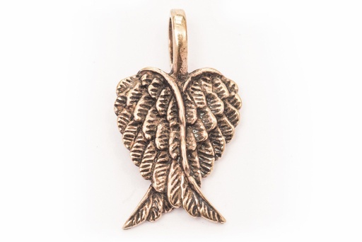 [WK2015-amb146] Schmuck-Anhänger LUNA 2,3 cm – Zarter Engelsflügel aus Bronze für Schutz & Geborgenheit