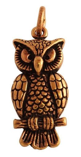 [amb179] Eulen-Anhänger NATHA aus Bronze – Symbol für Weisheit und Intuition (3,7 cm)