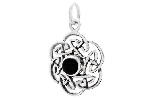 [ac125] Schmuck Anhänger Nuada 2,5 cm – Silber 925 – Keltisches Amulett mit Onyx-Stein 