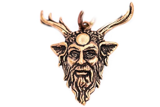 [amb557] Amulett Anhänger "Cernunnos – Green Man" aus Bronze – Waldgott & Naturkraft 3,4 cm