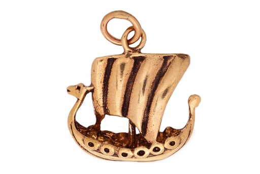 [avb23] Anhänger OSTGAARD aus Bronze – Wikingerschiff Drachenboot Amulett 2,7 cm
