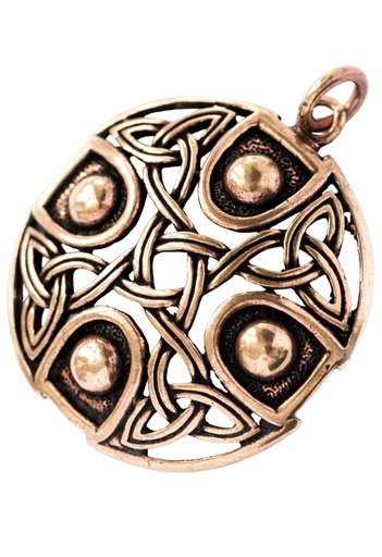 [acb40] Schmuck Anhänger Zizar Ø 3,5 cm – Bronze – Keltisches Schutz-Amulett mit gleichschenkligem Kreuz