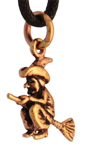 [amb178] Amulett, Anhänger 'Kleine Hexe Zuthia' aus Bronze - Mittelalter, Larp, Fantasy Schmuck