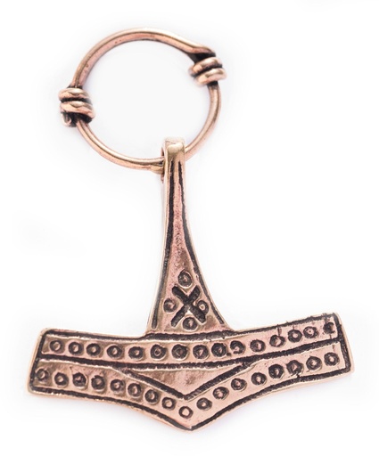 [atb57] Thorshammer Anhänger MJÖLNIR DÄNEMARK aus Bronze – Wikinger Amulett 5 cm
