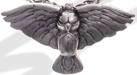 [P-5101-1] Anhänger Keltische Eule – Silberfarbener Talisman der Weisheit 45 mm