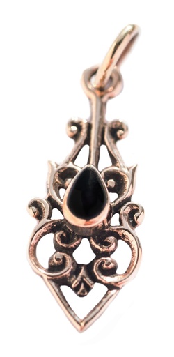 [asb310] Anhänger Nina aus Bronze mit Onyx – Mittelalterlicher Talisman 2,6 cm