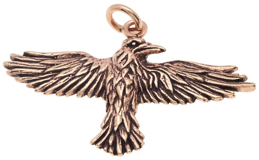 [amb114] Schmuckstück  Schmuck Anhänger HUGIN 4.7 cm Großer Rabe Odin Vikings Bronze 4.7 cm