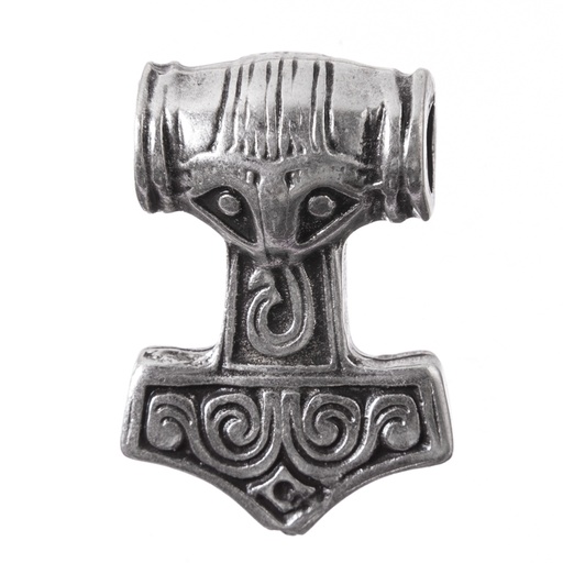 [P-5172-1] Thors Hammer Anhänger silberfarben – Wikinger-Talisman Mjölnir aus Zamak