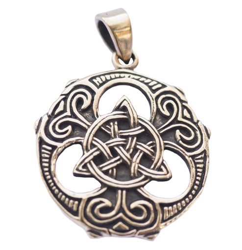 [acb95] Keltischer Anhänger ALIX aus Bronze – Kraftvolles Triad-Amulett mit spiritueller Bedeutung (3,2 cm)