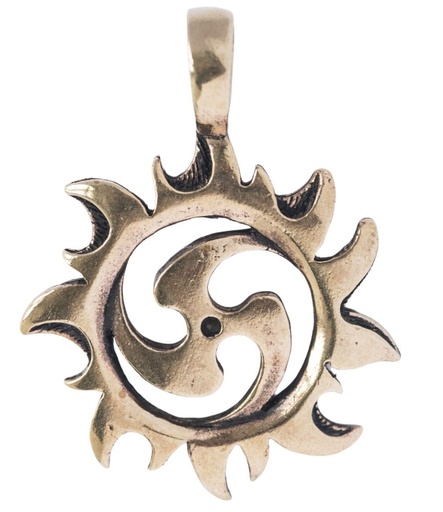 [acb1] Schmuck Anhänger Suriya 4,2 cm – Bronze – Keltische Triskele mit Sonnenstrahlen