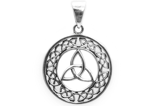 [ac105] Schmuck Anhänger Triana 3,4 cm – Silber 925 – Keltisches Amulett mit Triskele & Knotenmuster