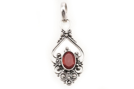 [as30] Amulett, Anhänger 'Salia - Granat' aus Silber 925 - Mittelalter, Larp, Reenactment Schmuck