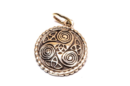 [acb506] Schmuck Anhänger Silis Ø 2,4 cm – Bronze – Keltisches Triskel-Amulett für Schutz & Wandel