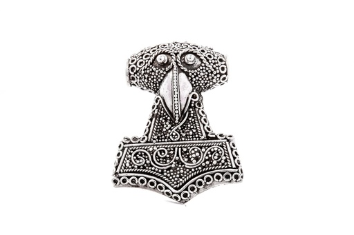 [at41] Thorshammer Mjölnir Anhänger 'Thorsan - Schonenhammer' aus Silber 925 - Mittelalter, Larp, Reenactment Schmuck