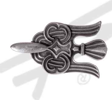 [N-029-1] Große silberfarbene Zierniete „Wikinger Rabe“ – Ausdrucksstarke Gürtelspitze für 3 cm Riemen