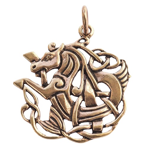 [acb541] Schmuck Anhänger Gulltoppr Ø 3,4 cm – Bronze – Wikinger-Amulett mit keltischem Knotenmuster