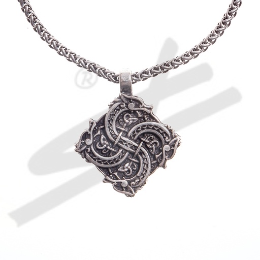 [32661] Halskette keltisches Drachenkreuz, silberfarben