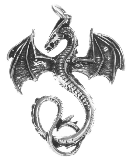 [ad20] Wikinger Drachen-Anhänger DARK DRAGON aus 925er Silber – Mächtiges Amulett für Schutz und Stärke (4,9 cm)
