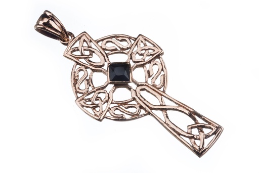 [akb6-2] Keltisches Amulett ARCANA aus Bronze mit schwarzem Zirkonia – Mystisches Schutzsymbol (5,5 cm)