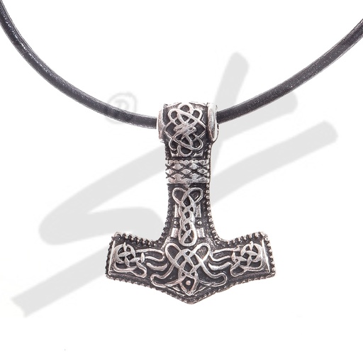 [32701] Halskette kleiner Thor-Hammer , silberfarben