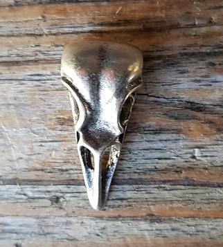 [P-5126-1] Anhänger „Raben-Schädel“ silberfarben – Wikinger-Talisman aus ZAMAK ohne Kette