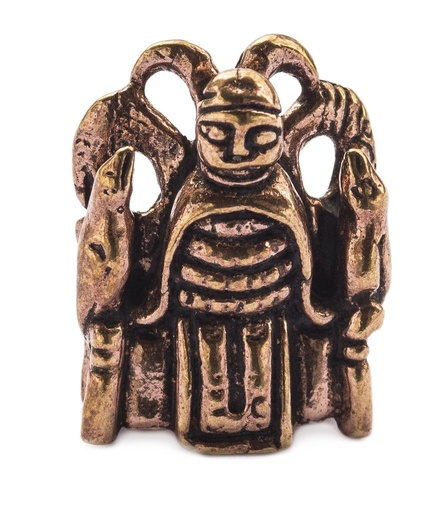 [avb68] Wikinger Anhänger „Odin auf Hlidskialf“ aus Bronze – Figur mit Hugin & Munin 2,4 cm nordisches Allvater-Amulett