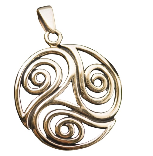 [acb71] Keltischer Anhänger REYA aus Bronze – Triskele-Amulett mit tiefer Symbolik (Ø 3 cm)