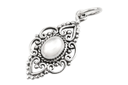 [as42-2] Mittelalter Anhänger SVANA aus Silber mit Perlmutt – Schmuck Amulett 2,7 cm