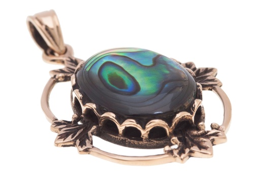 [Asb302-2] Schmuck Anhänger Maina mit Pauamuschel 3,7 cm – Bronze – Mystisches Amulett der römischen Antike