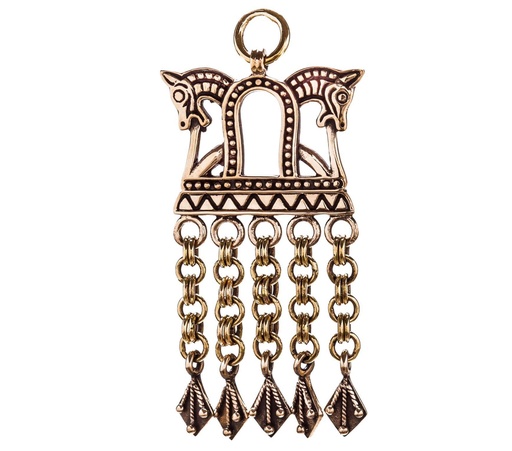 [avb501] Anhänger REGIN aus Bronze – Zwei Pferde Wikinger Amulett 5,9 cm