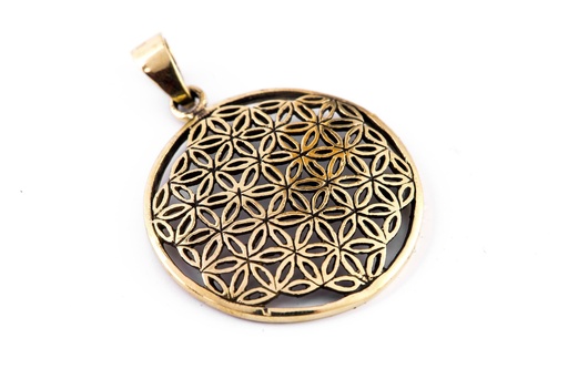 [WK2015-amb182] Amulett, Anhänger 'Die Blume des Lebens' aus Bronze - Mittelalter, Larp, Fantasy Schmuck