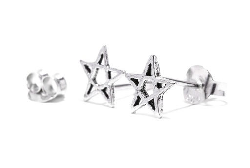 [ost5] Ohrstecker 'Iskandar Pentagramm' Sterling Silber 925 - Schmuck für Mittelalter, Reenactment und Larp
