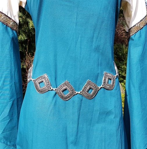 [31687] Kettengürtel Kastell silberfarben Gliedergürtel Accessoire für Larp, Mittelalter und Alltag