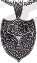 Anhänger Hirschwappen mit Vegvisir – Silberfarbener nordischer Talisman 50 mm