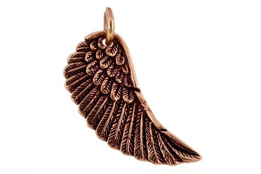 [WK2015-amb145] Schmuck-Anhänger INA 3,7 cm – Großer Engelsflügel aus Bronze für Schutz & Geborgenheit
