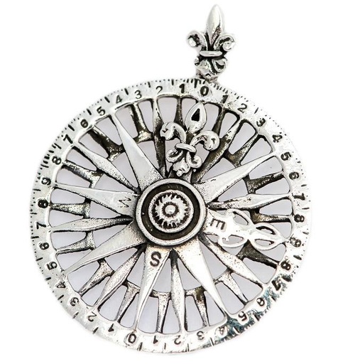 [am212] Kompass-Anhänger WINDROSE aus 925er Silber – Symbol für Orientierung und Abenteuer (4 cm)