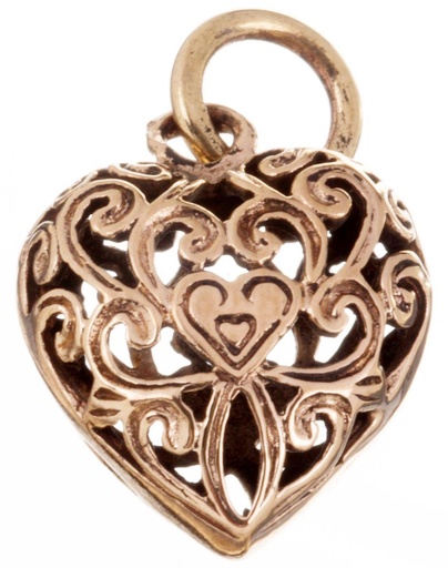 [WK2015-amb535] Schmuck-Anhänger AMAR 2,3 cm – Herz mit Lebensspiralen aus Bronze für Liebe & Energie