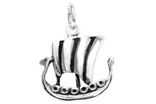 [av23] Anhänger OSTGAARD aus Silber – Wikinger Drachenboot Amulett 2,5 cm