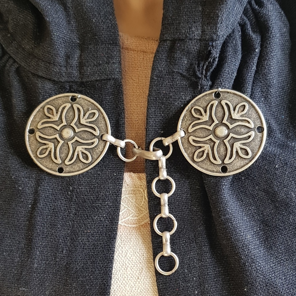 LILIEN-Quartett,Verschluss,Umhang,Fb:silber,Mittelalter,Larp,Musketiere