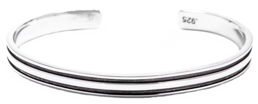 [arm24] TYRON Armreif aus Silber – Schlichter Wikinger Armreif mit Linienstruktur Ø 6,3 cm