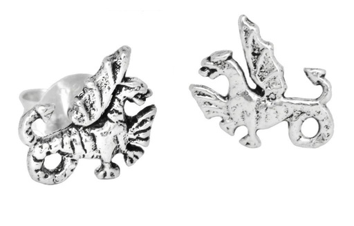 [ost24] Ohrstecker 'Drache' Sterling Silber 925 - Schmuck für Mittelalter, Reenactment und Larp