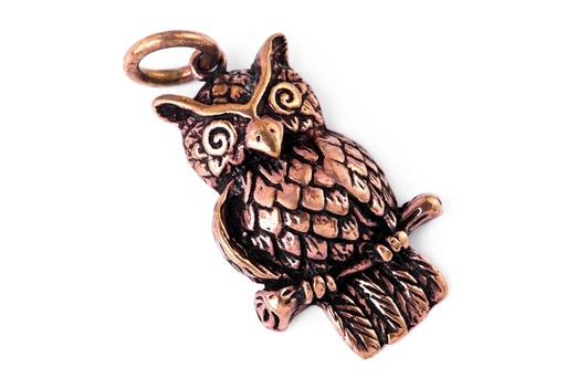 [amb550] Schmuckstück  Glücks Schmuck-Anhänger KAILA 3.3 cm Eulen-Amulett Bronze 3.3 cm