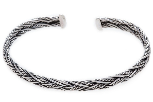 [arm7] Wikinger Armreif HEIMDALL aus 925er Silber – Nordisches Flechtwerk Ø 6,4 cm