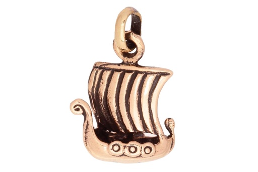 [Avb506-2] Schmuck Anhänger Árvakur – Kleines Wikingerschiff 2,1 cm – Bronze – Nordisches Seefahrer-Amulett