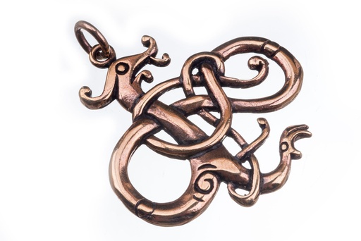 [avb517] Anhänger SWAFNIR aus Bronze – Drache im Urnesstil Wikinger Amulett 5 cm