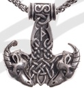 Anhänger Thor-Hammer mit Ziegenköpfen , silberfarben