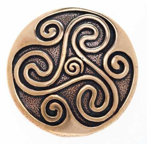 [acb515] Schmuck Anhänger Caila 4,5 cm – Bronze – Großes keltisches Amulett mit Triskele & Knotenmuster
