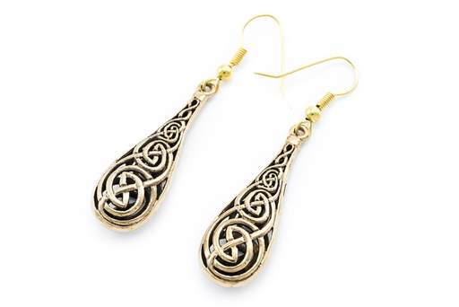 [ohb567] Ohrhänger BRIANA aus Bronze 5,4 cm – Drei keltische Knoten Symbolschmuck