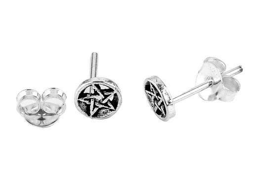 [ost79] Ohrstecker RICA aus 925er Silber Ø 6 mm – Pentagramm Gothic Ohrschmuck